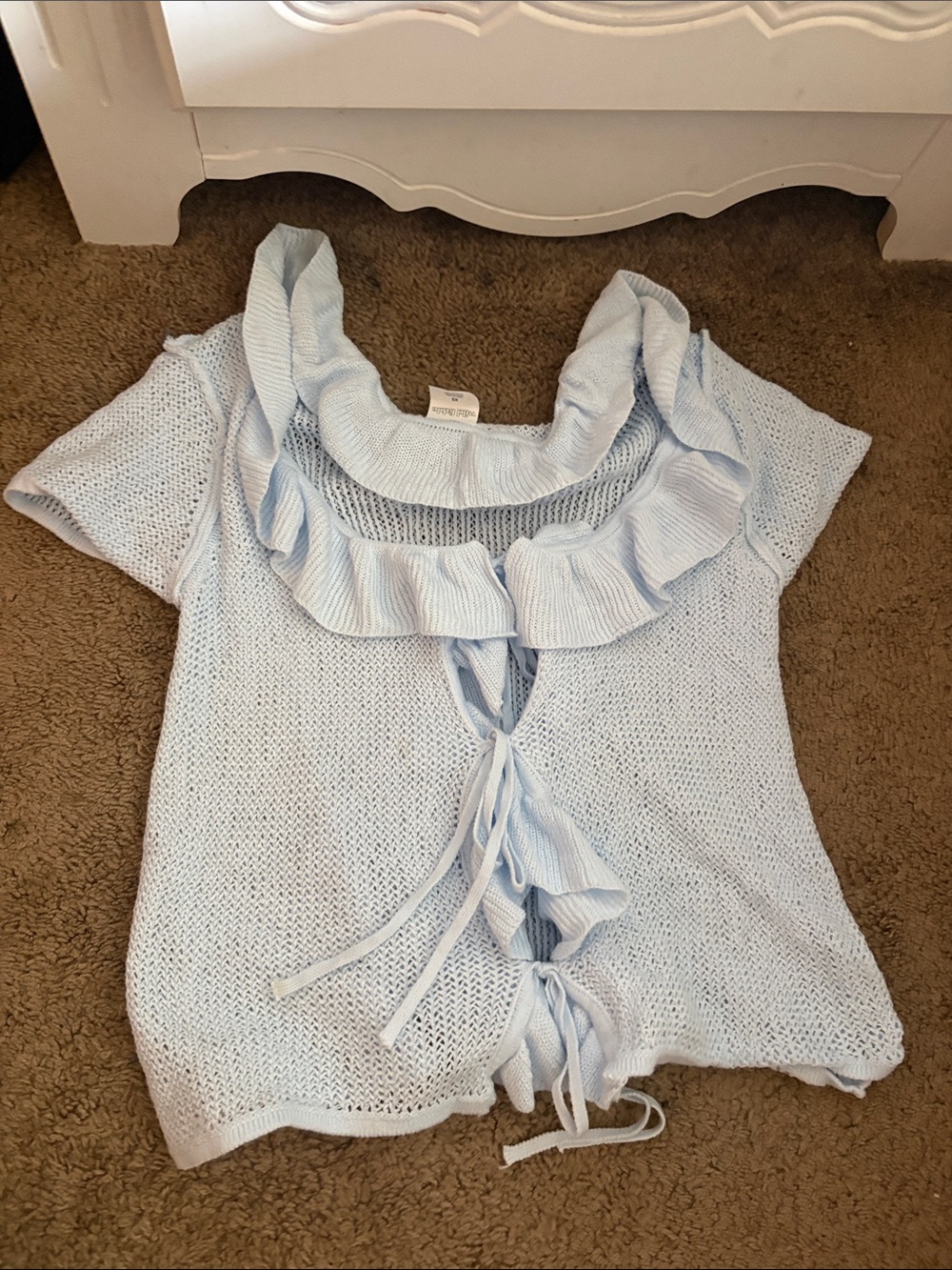 wild fable Light Blue Ruffle Tie-Front Knit Top